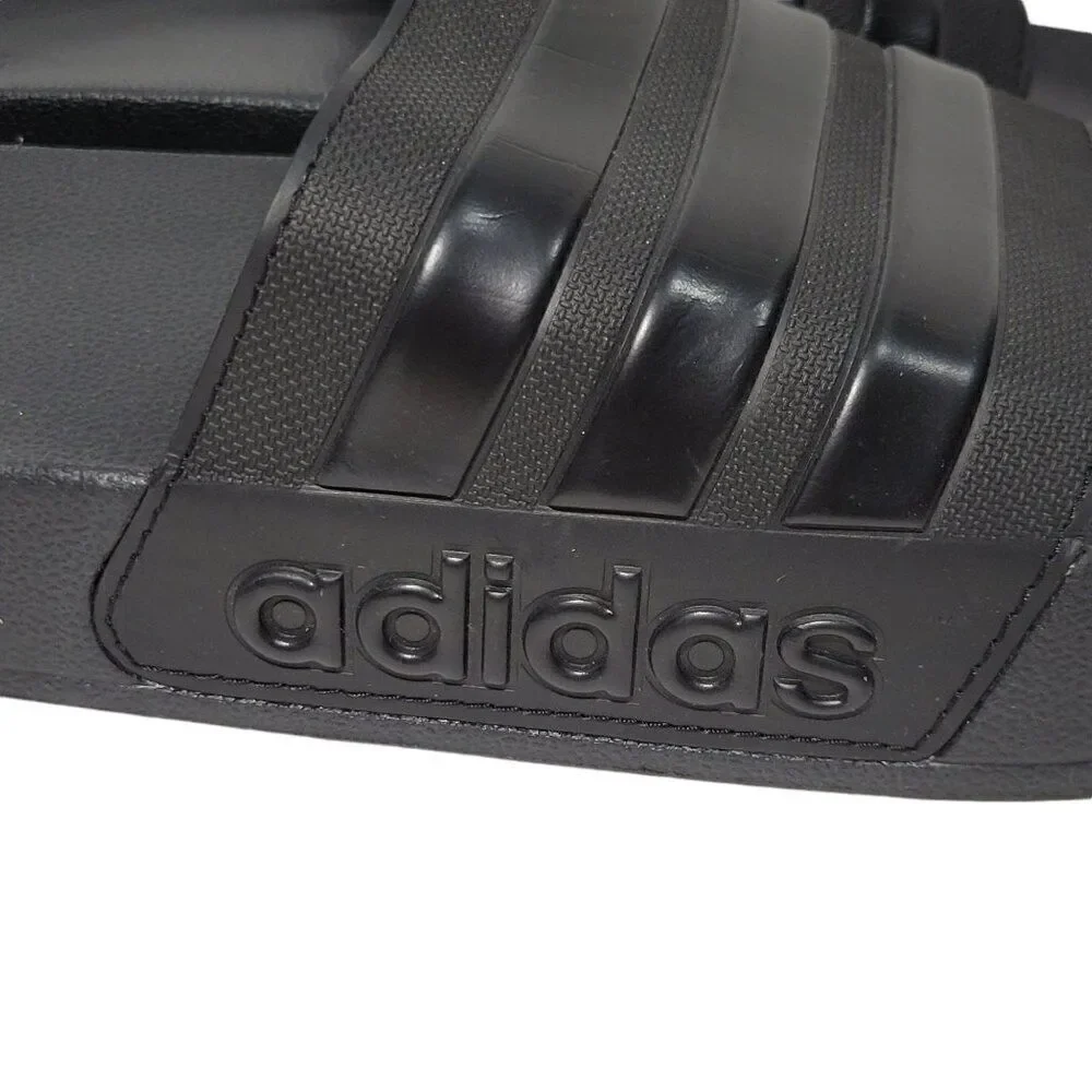 Adidas Adilette Slides Mens Size 18 Black 3 Stripe Shoes Sandals Beach Water NEW
